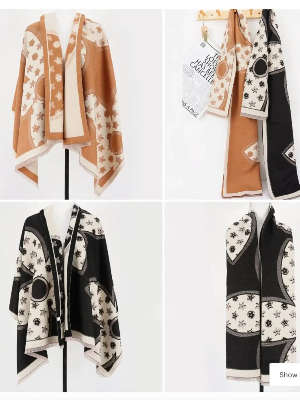 Multi Print Scarg- Khaki